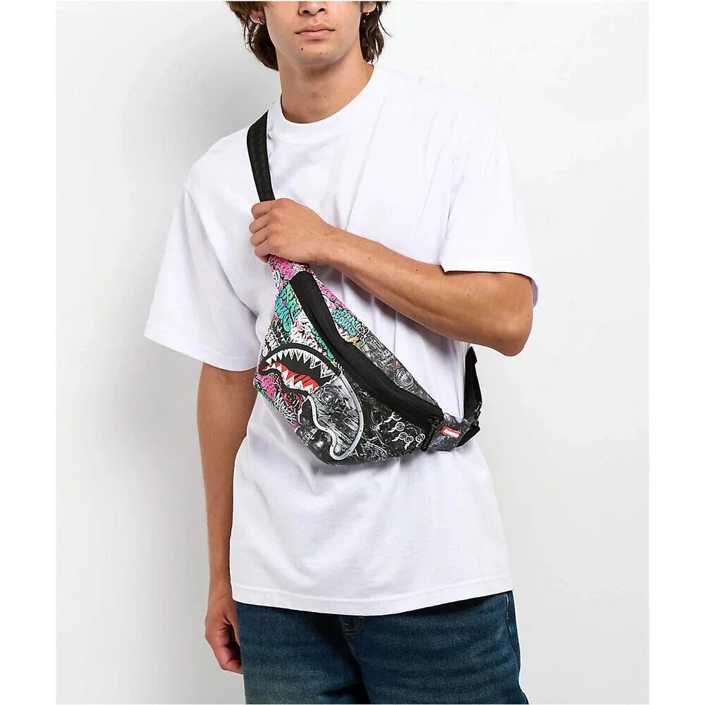 Sprayground Split Cybershark Fanny Pack Unisex Multicolor Graphic Print SPR189